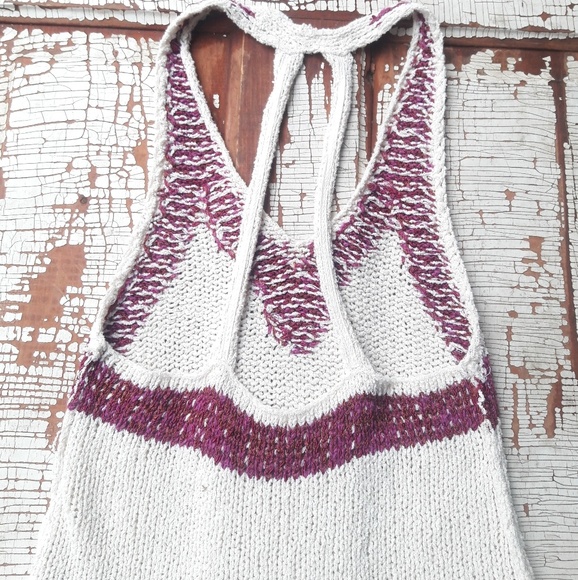 Free People knit racer back tank white and pink xs - Picture 6 of 8